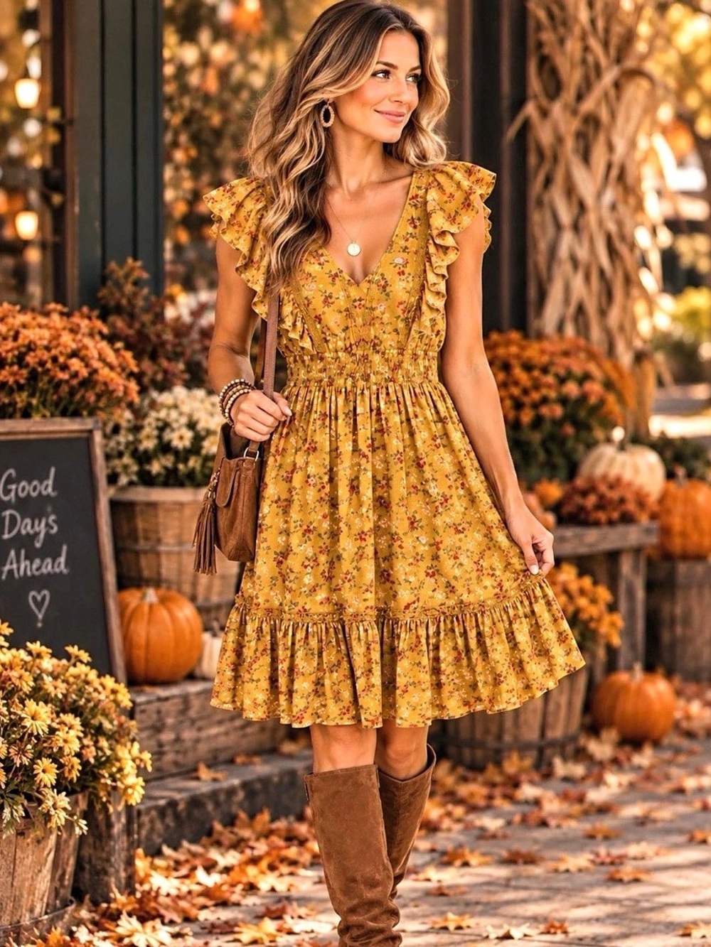 Matilda Jane Floral Mini Dress in Yellow Size Small Like New (fits like a medium